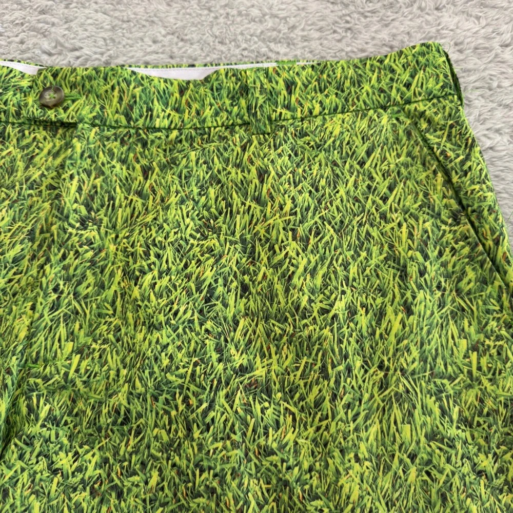Loudmouth‎ Golf Mens Green Grass Print Performance Shorts Size 38 Golfwear